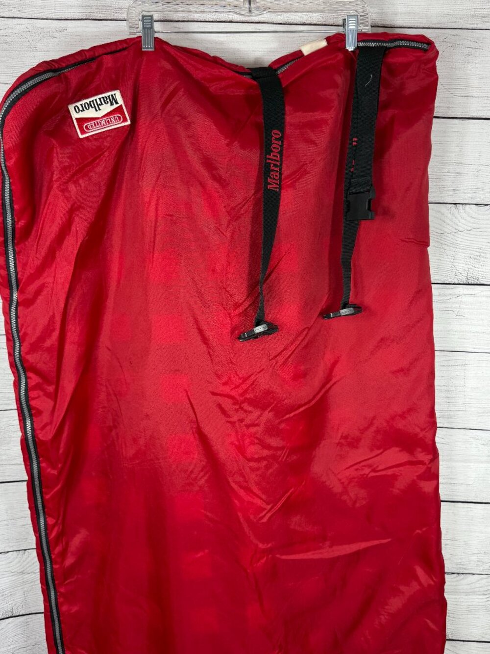Vintage 1990 Marlboro Unlimited Red Sleeping Bag Buffalo Plaid Fleece Lined